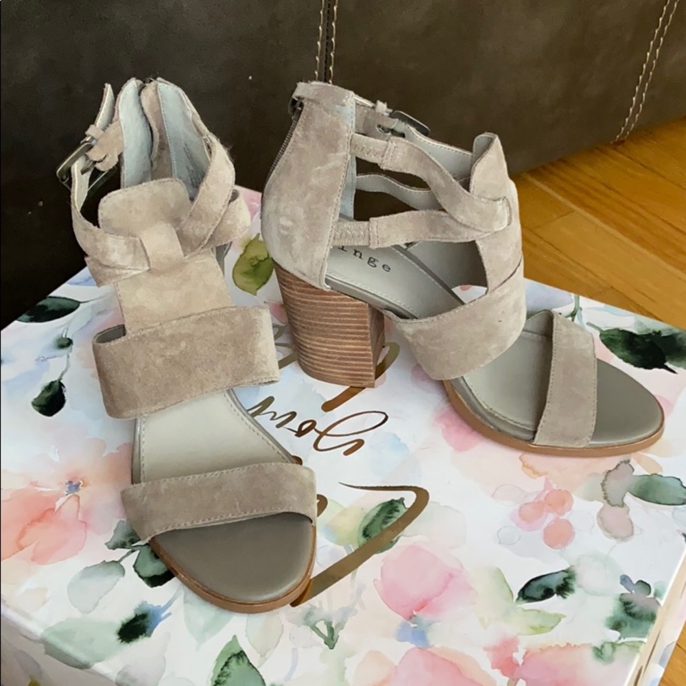 Fringe suede chunky heels